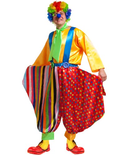Карнавальный костюм взрослый Клоун: парик, нос, галстук, комбинезон, сорочка (Россия)