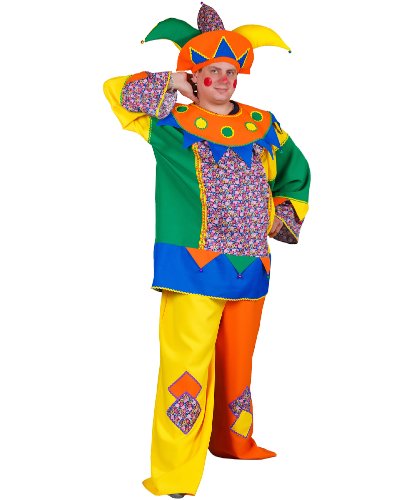 Взрослый карнавальный костюм Скоморох, 50-52 размер