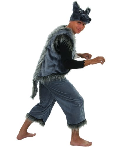 Карнавальный костюм взрослый Волк: головной убор, жилет, брюки (Россия)