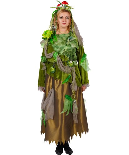Карнавальный костюм взрослый Кикимора болотная: головной убор, кофта, пояс, юбка (Россия)