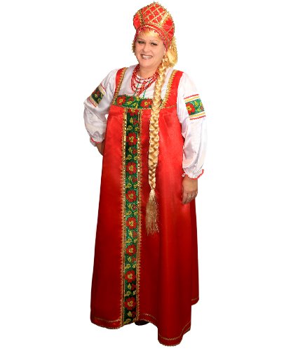 Карнавальный костюм взрослый Марфа: головной убор, сарафан с вшитой блузкой (Россия)