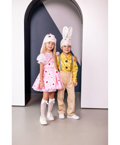 Детский карнавальный костюм Зайка Лёля: платье,шапка (Россия)