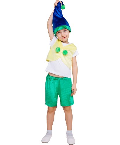 Детский карнавальный костюм Гномик Тоша: жилет, шорты, шапка (Россия)