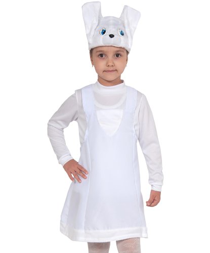 Детский костюмчик Заинька белая: Сарафан с регулируемыми бретелями, маска-шапочка (Россия)