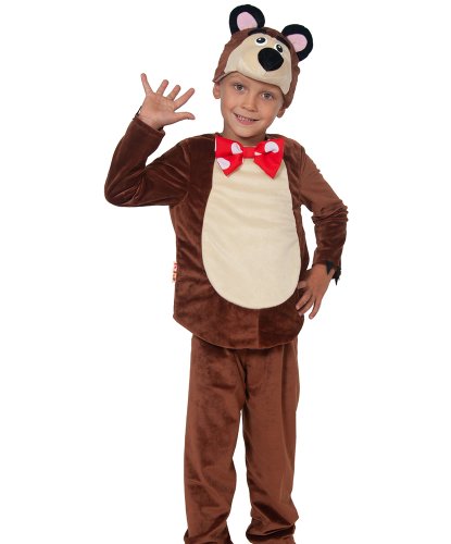 Детский карнавальный костюм МЕДВЕДЬ: рубаха с накладным животом, штаны, маска-шапочка (Россия)