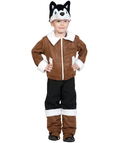 Детский костюм Хаски Буран: маска-шапочка, куртка на молнии, брюки с имитацией унт (Россия)