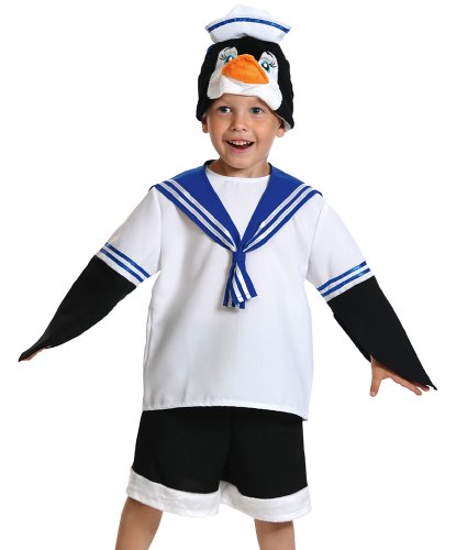 Детский костюм Пингвинчик Шкипер: маска-шапочка с бескозыркой, матроска с крыльями, гюйс, бриджи (Россия)