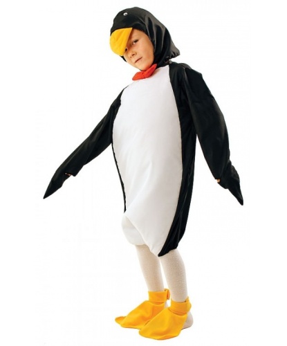 Костюм пингвина (детский): комбинезон, накладки на туфли, шапка (Польша)