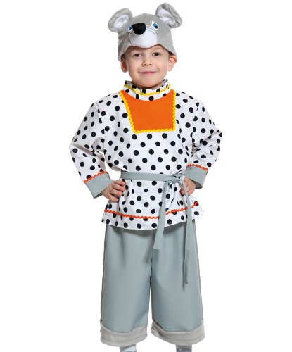 Детский костюм Мышонок Шуршонок: маска-шапочка, рубаха, пояс, шорты (Россия)