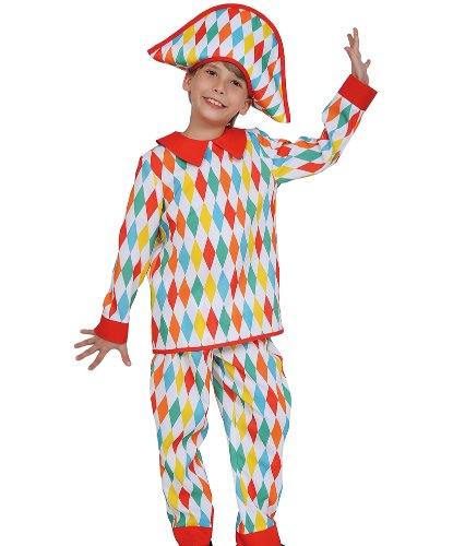 Детский карнавальный костюм Арлекино: рубашка, брюки (галифе), шапка (Россия)