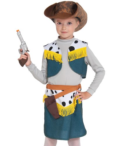 Детский костюм Ковбойка Молли: Шляпа, жилет, юбка с кобурой, револьвер (Россия)