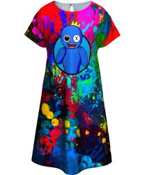 Детское принтованное платье Rainbow Friends Blue