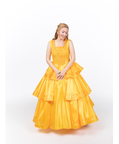 Взрослый костюм Принцессы в желтом платье: Платье, кринолин с кольцами (Россия)