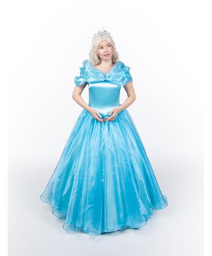 Взрослый костюм Принцессы в голубом платье: Платье, кринолин с кольцами, подъбник из фатина (Россия)