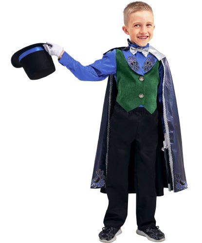 Детский костюм Фокусник: рубашка с жилетом, брюки, плащ, цилиндр, перчатки, набор фокусника (Россия)