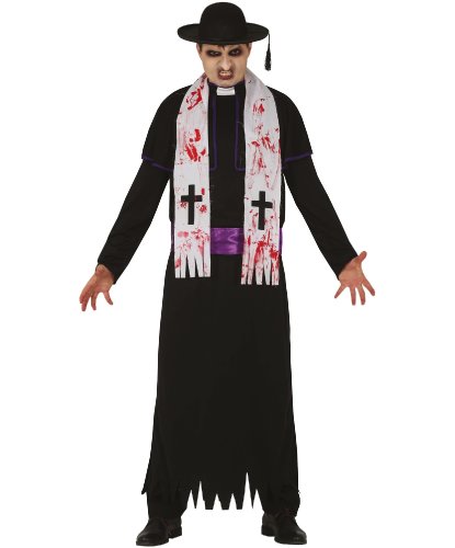 Костюм священника-зомби : Мантия, фиолетовый пояс, белый шарф (Испания)