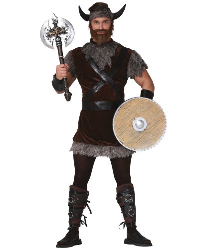 Карнавальный костюм Викинг: туника, повязка с рогами, пояс, наручи (Испания)