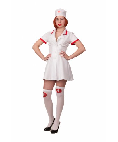 Карнавальный костюм для взрослых Медсестра : Халат, шапочка (Россия)