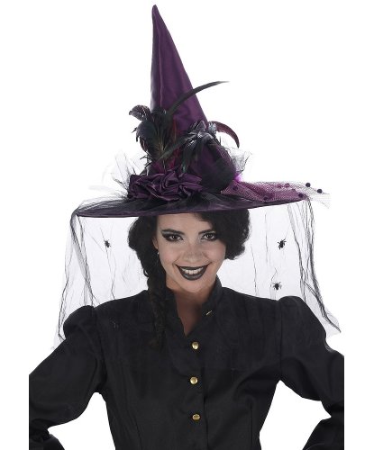 Фиолетовый колпак ведьмы с вуалью ()