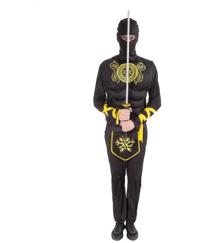Взрослый костюм Ниндзя: кофта, брюки, пояс, головной убор (Франция)