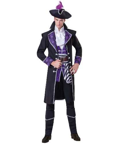 Взрослый костюм Капитан пиратов: камзол, пояс, головной убор, накладные сапоги (Франция)