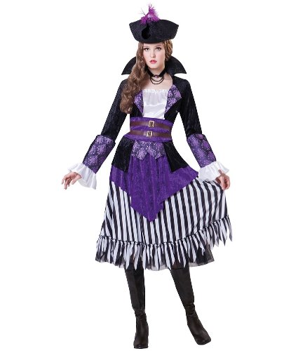 Взрослый костюм Предворительница пиратов: платье, пояс, головной убор (Франция)