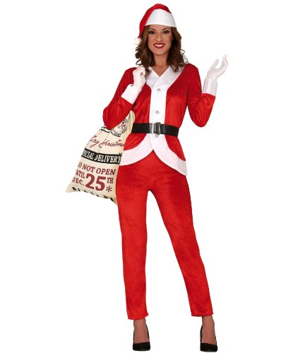 Карнавальный костюм Мисс Санта Клаус: штаны, кофта, колпак, ремень (Испания)