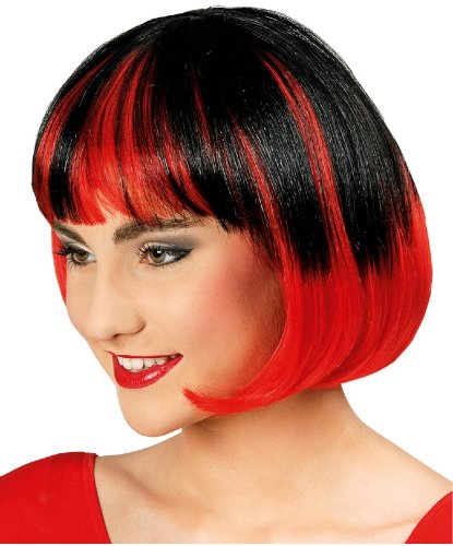 Красно-черный парик-каре: черный, красный (Франция)