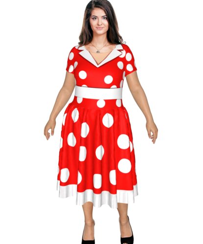 Взрослое платье Стиляга красное в белый горошек: платье (Россия)