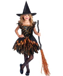 Детский костюм ведьмы-оранжевая паутинка