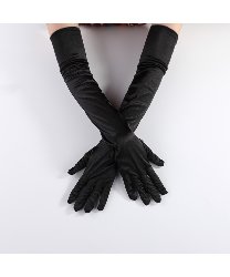 Черные атласные перчатки (50 см)