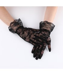 Черные кружевные перчатки с манжетами