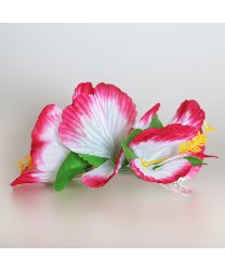 Гавайский цветок-заколка бело-розовый