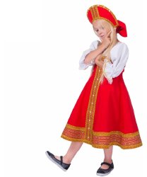 Детский сарафан «Людмила» красный-золотой