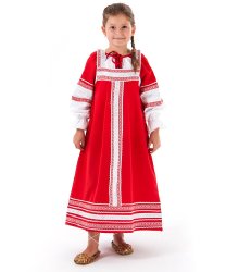 Детский сарафан «Дарина» красный-серебряный