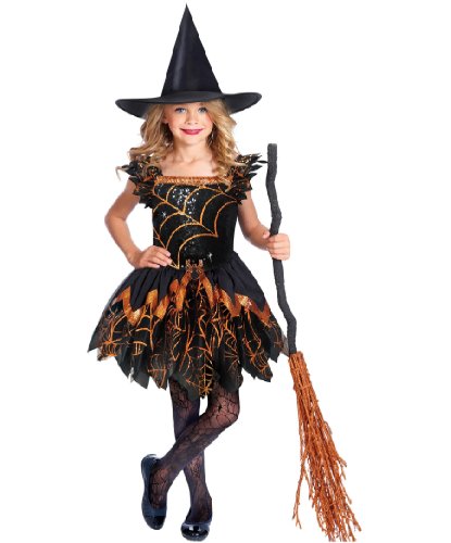 Детский костюм ведьмы-оранжевая паутинка: платье, шляпа (Германия)