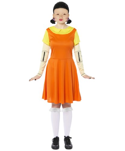 Костюм куклы Игра в кальмара: платье, гольфы, маска (Германия)