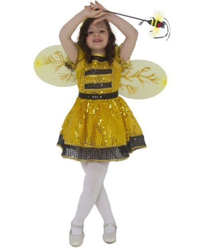 Костюм блестящей пчёлки: платье, крылья, ободок, палочка (Россия)