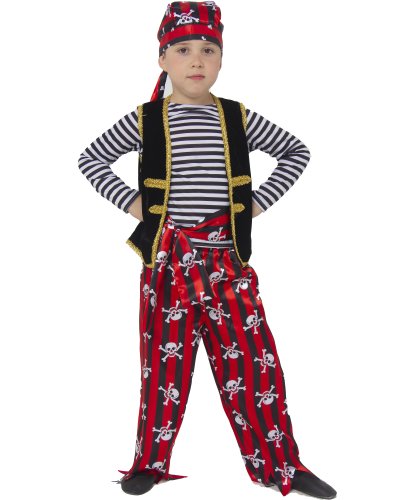 Костюм пират для мальчика: Тельняшка, жилет, бриджи, бандана, пояс (Россия)