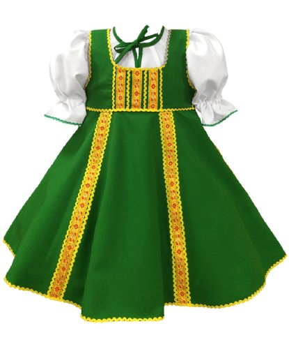 Детский сарафан «Полина» зеленый-жёлтый: блуза, сарафан (Россия)