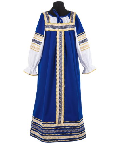 Детский сарафан «Дарина» синий-золотой: блуза, сарафан (Россия)