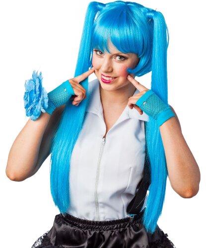 Голубой парик с хвостиками: голубой (Германия)