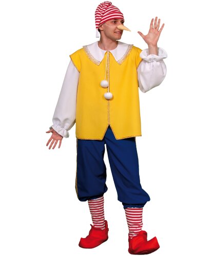 Карнавальный костюм Буратино: Рубашка, бриджи, колпак, гетры, имитация ботинок, нос (Россия)