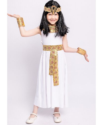 Детский костюм Клеопатра: платье, пояс, наручи, повязка на голову, парик (Россия)