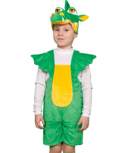 Детский карнавальный костюм Зеленый дракончик: комбинезон, маска (Россия)