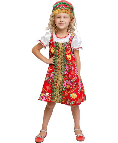 Детский костюм Красна-девица: платье и кокошник (Россия)