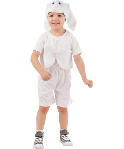 Детский костюм Заяц белый Ваня: жилет, шорты, маска (Россия)