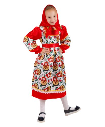 Национальный костюм Матрешка Марина: косынка, пояс, платье (Россия)