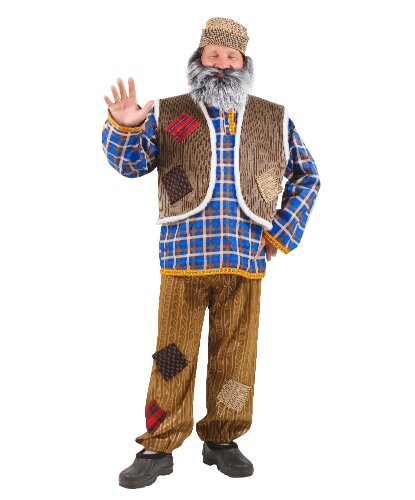 Карнавальный костюм взрослый Дед: головной убор, борода, жилет, сорочка, брюки (Россия)