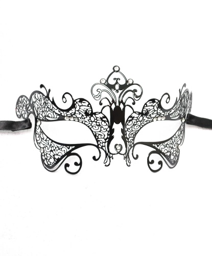 Венецианская черная маска Giglio, металл, стразы (Италия)